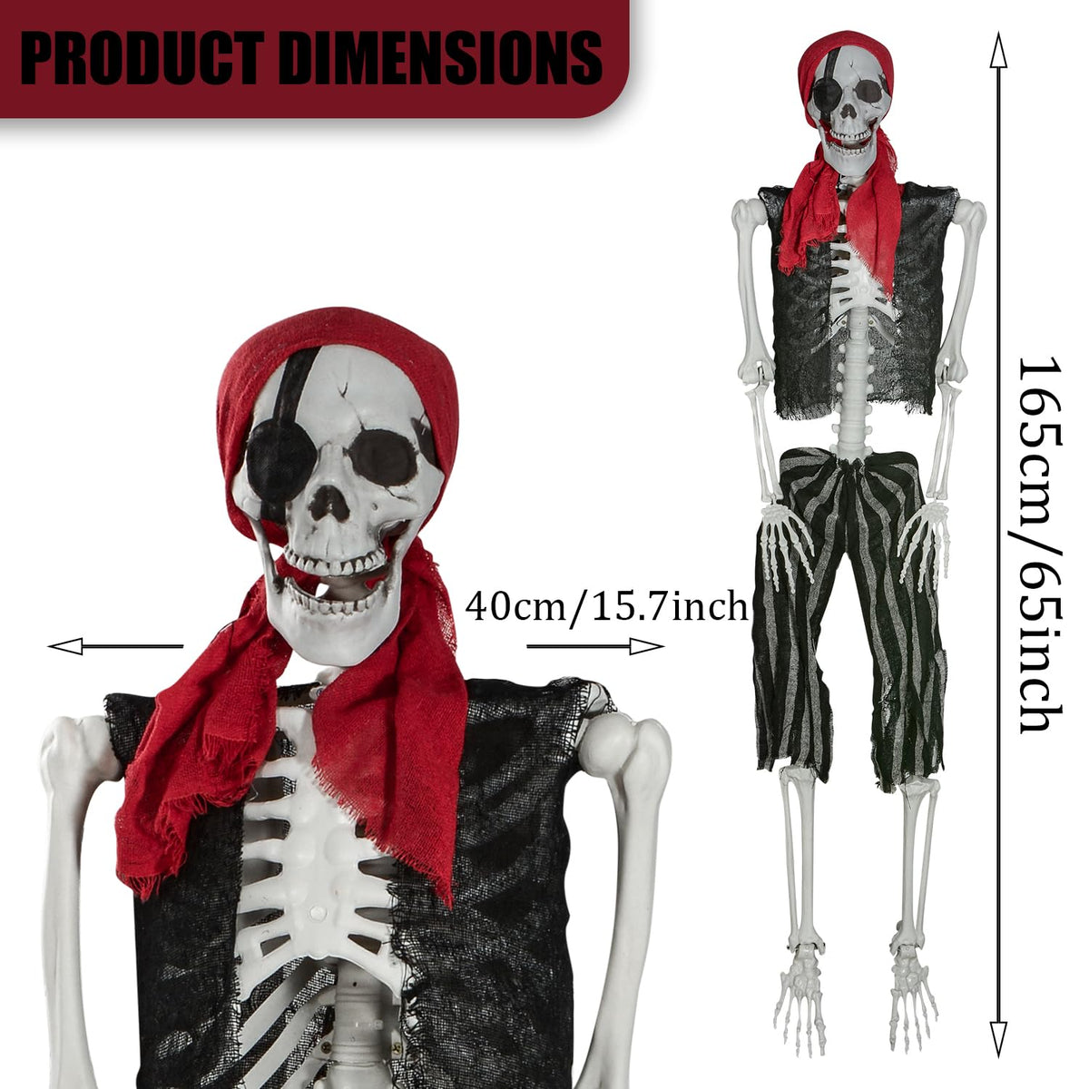 5.4ft Life Size Pirate Skeleton with Movable Joints I90780