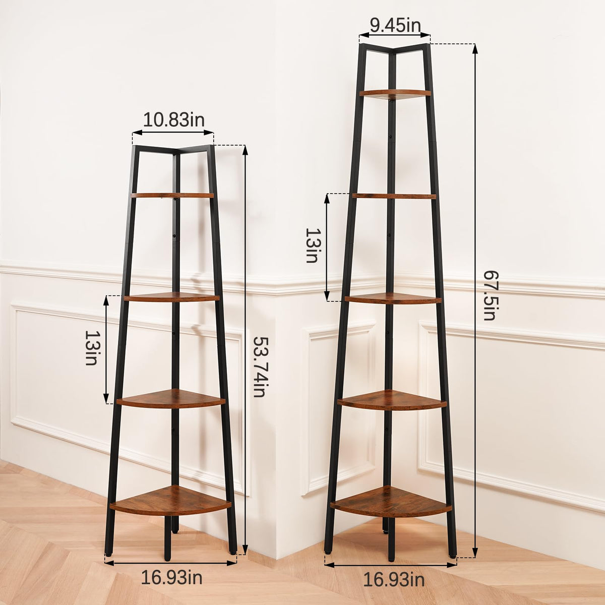 5-Tier Corner Shelf Stand with Metal Frame L648