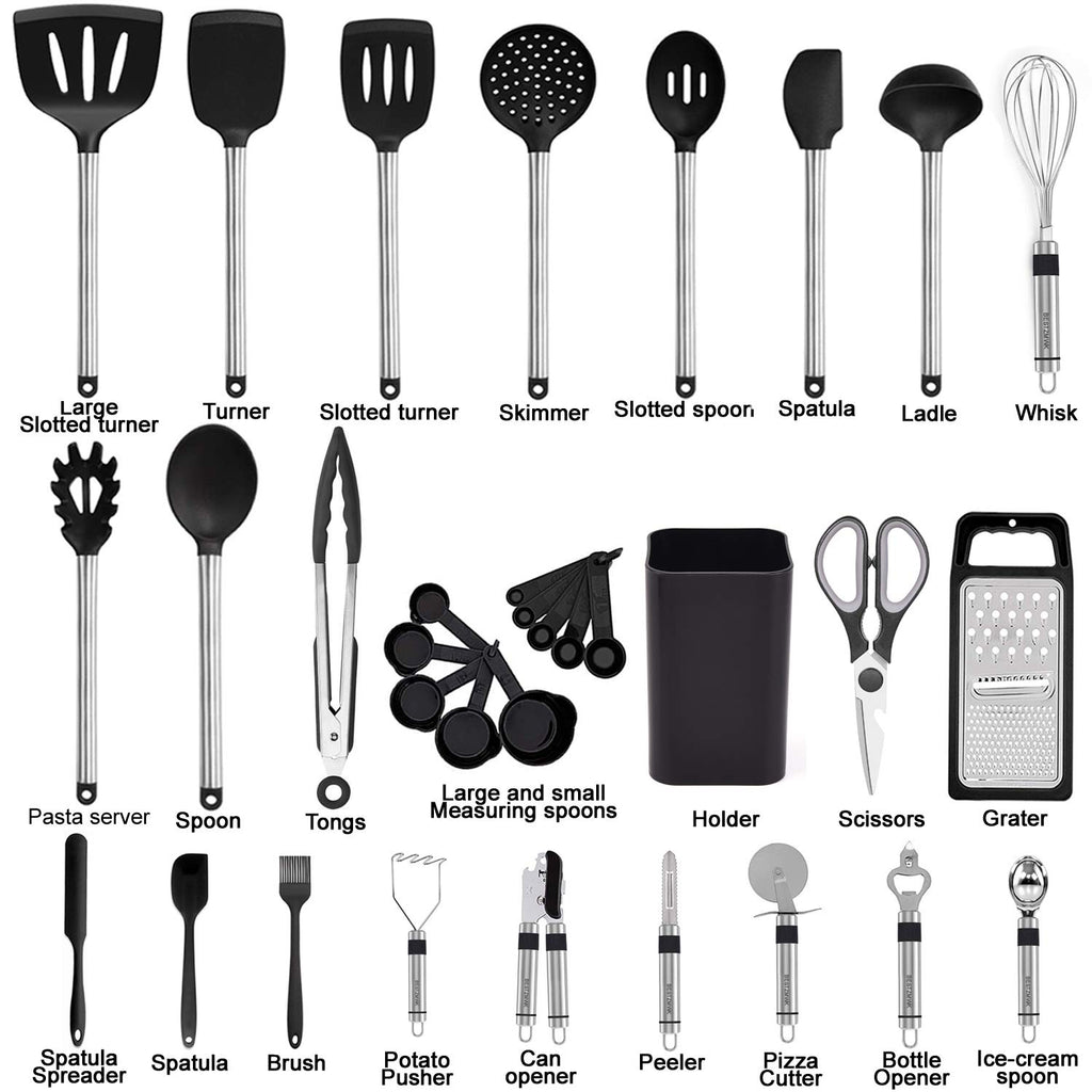 Silicone and Stainless Steel Kitchen Utensil Set V55249