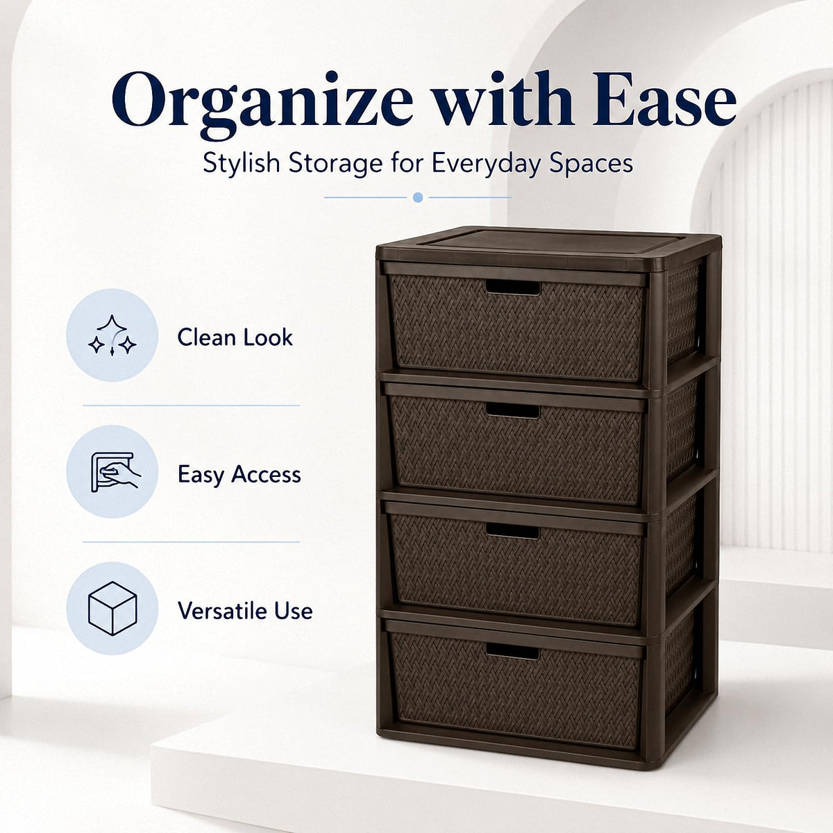 4 Drawer Brown Plastic Storage Tower A973