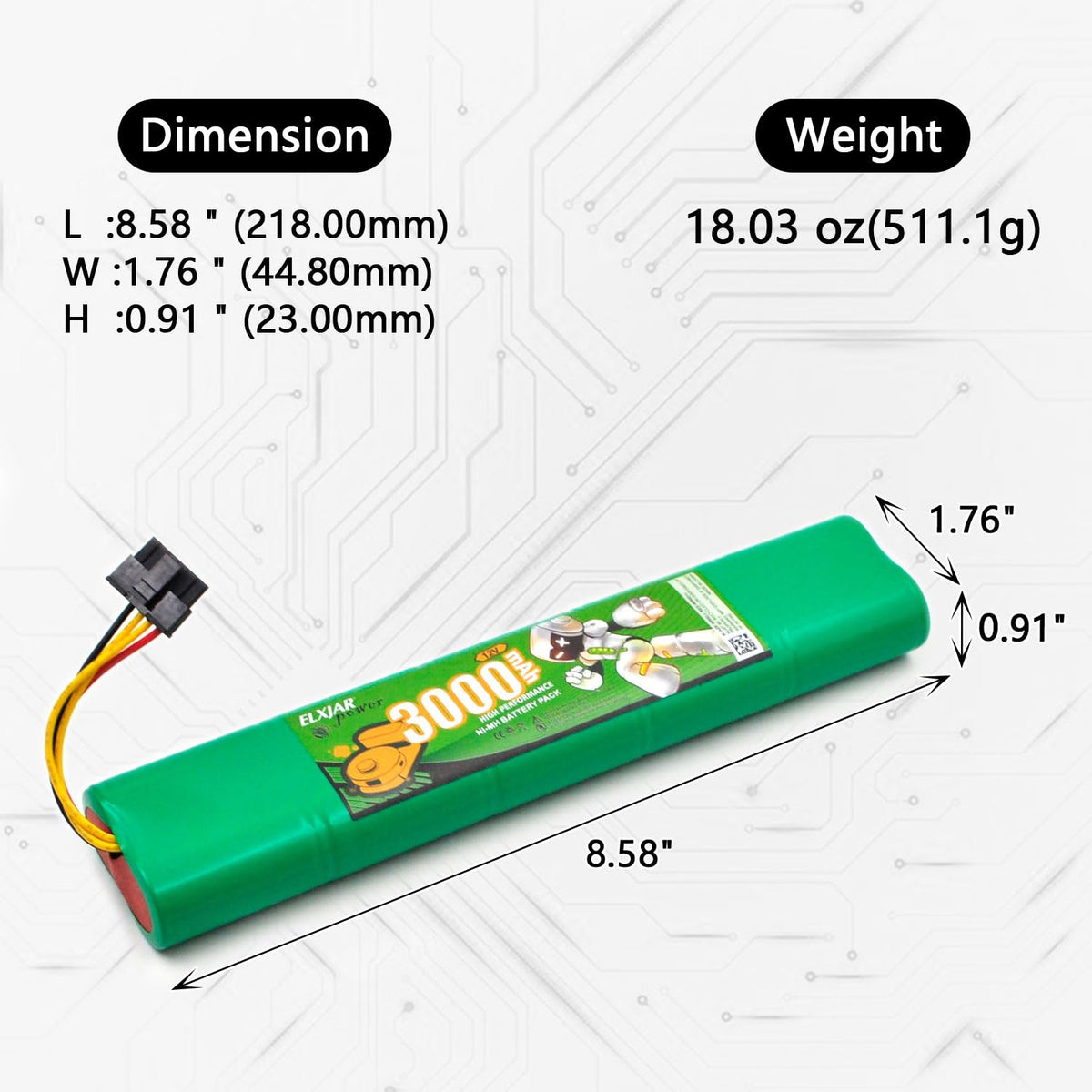 12V 3000mAh Ni-MH Battery Q42340