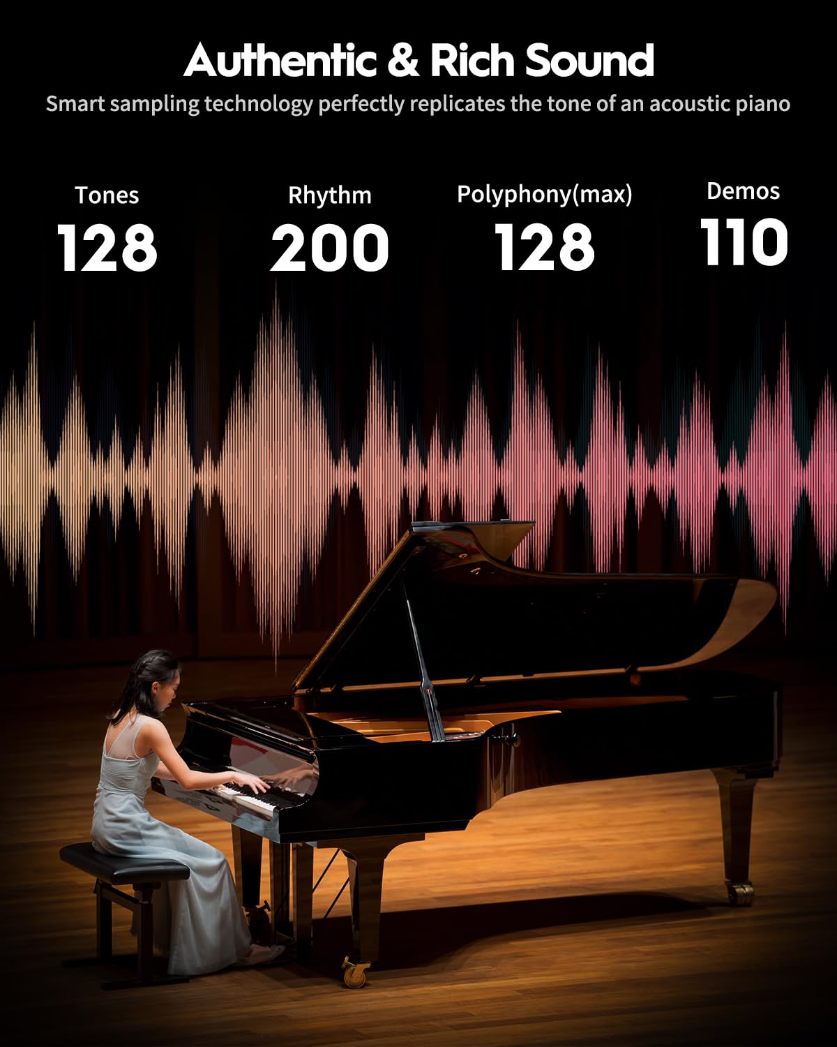 88 Key Hammer-Action Weighted Digital Piano with Stand K254294