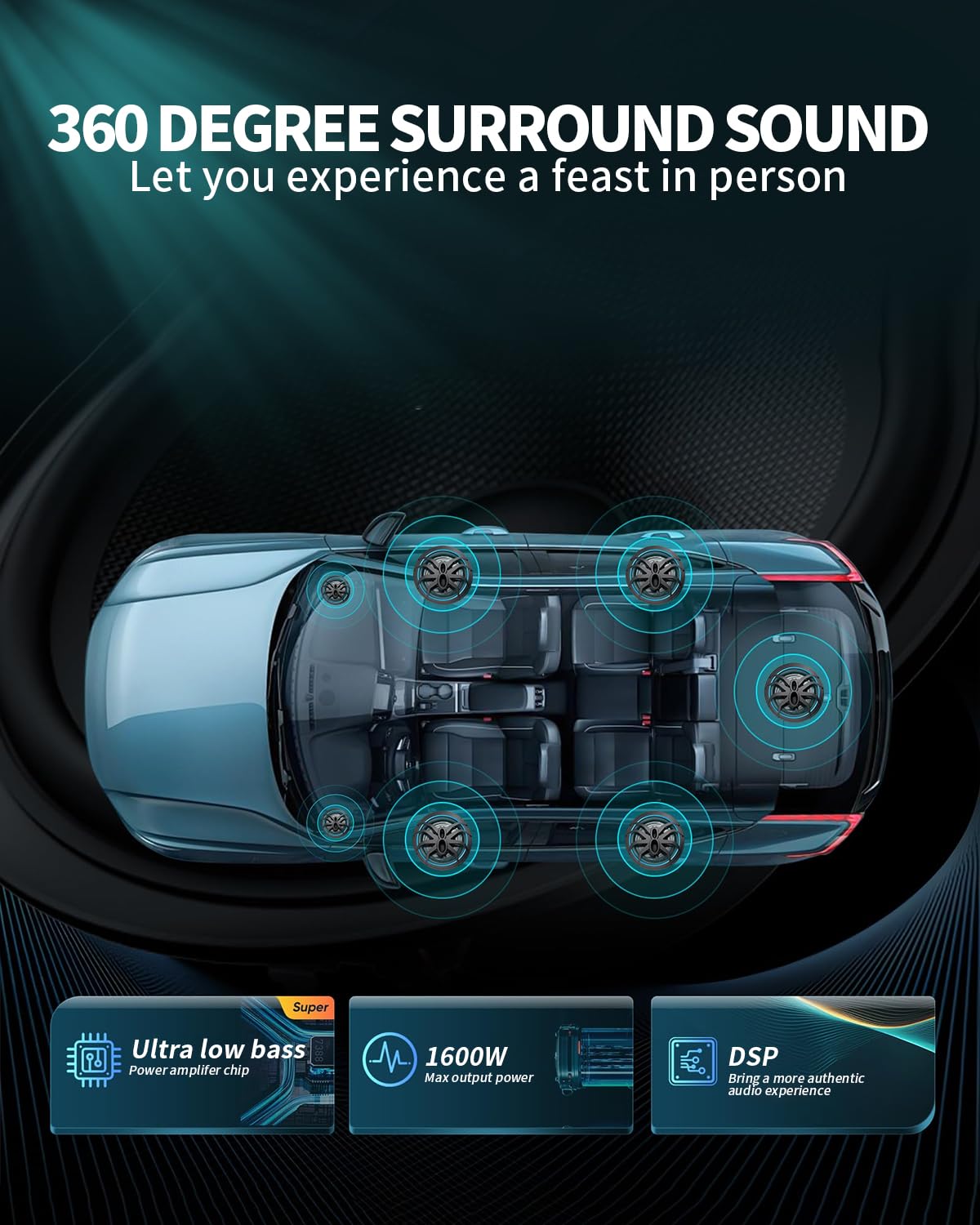 10" 1600W Slim Under Seat Powered Car Subwoofer H672