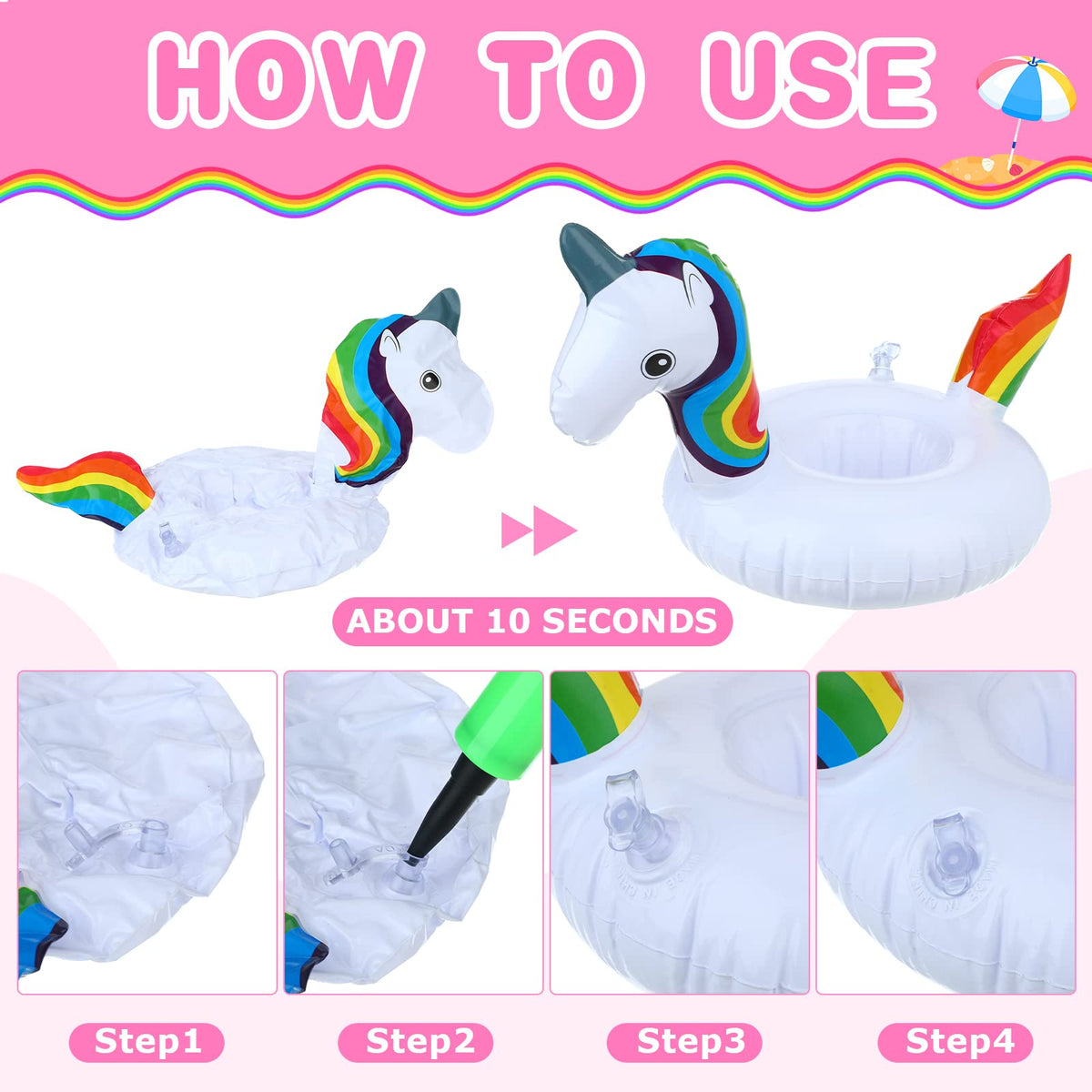 102 Pcs Inflatable Drink Holders with Air Pump G89436