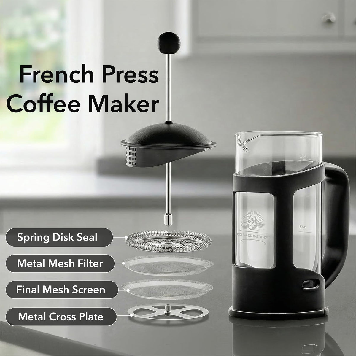 French Press Coffee Maker 12oz Black B528