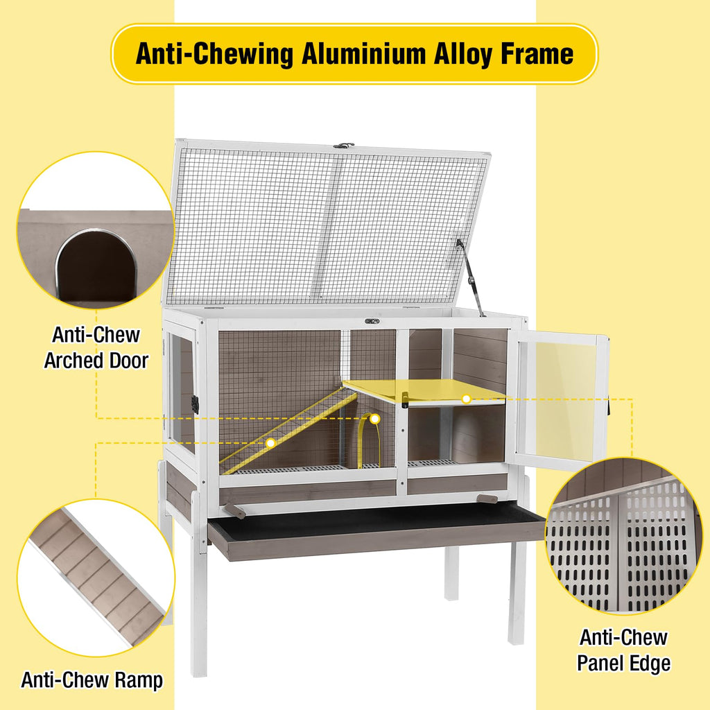 2-Story Indoor Rabbit Hutch Guinea Pig Cage with Stand J450322
