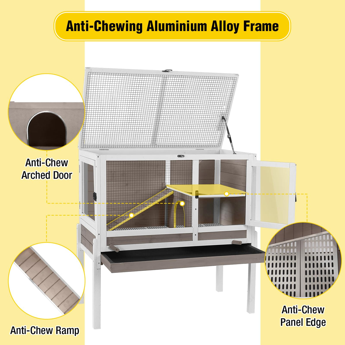 2-Story Indoor Rabbit Hutch Guinea Pig Cage with Stand J450322