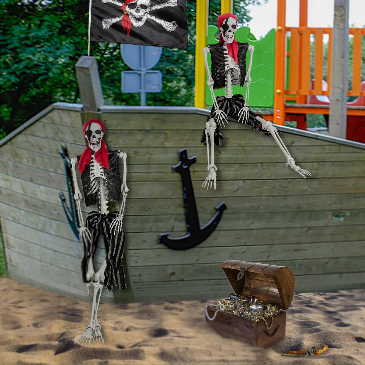 5.4ft Life Size Pirate Skeleton with Movable Joints I90780
