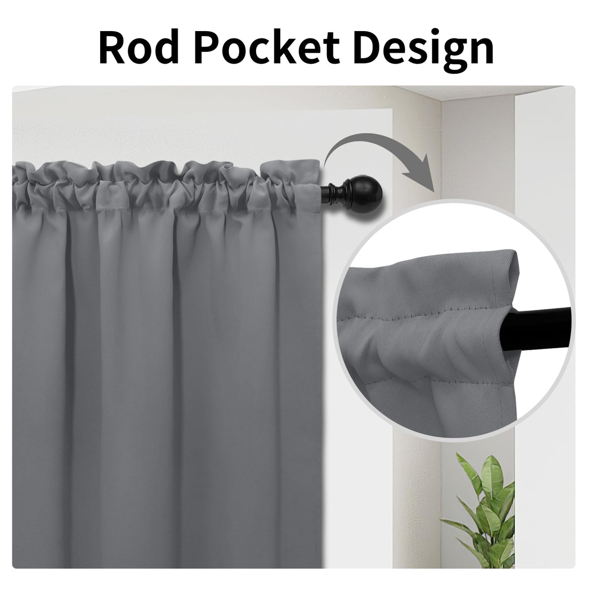 Blackout Door Curtains 1 Panel Gray V193