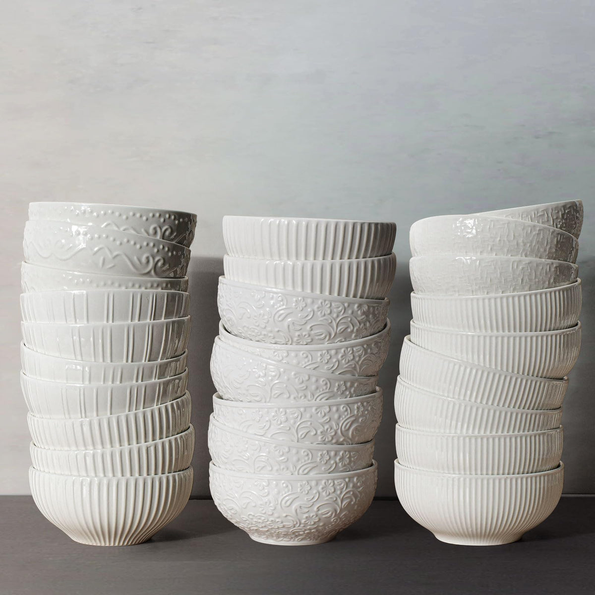 White 26 oz Ceramic Soup Bowls Set of 4 V11566