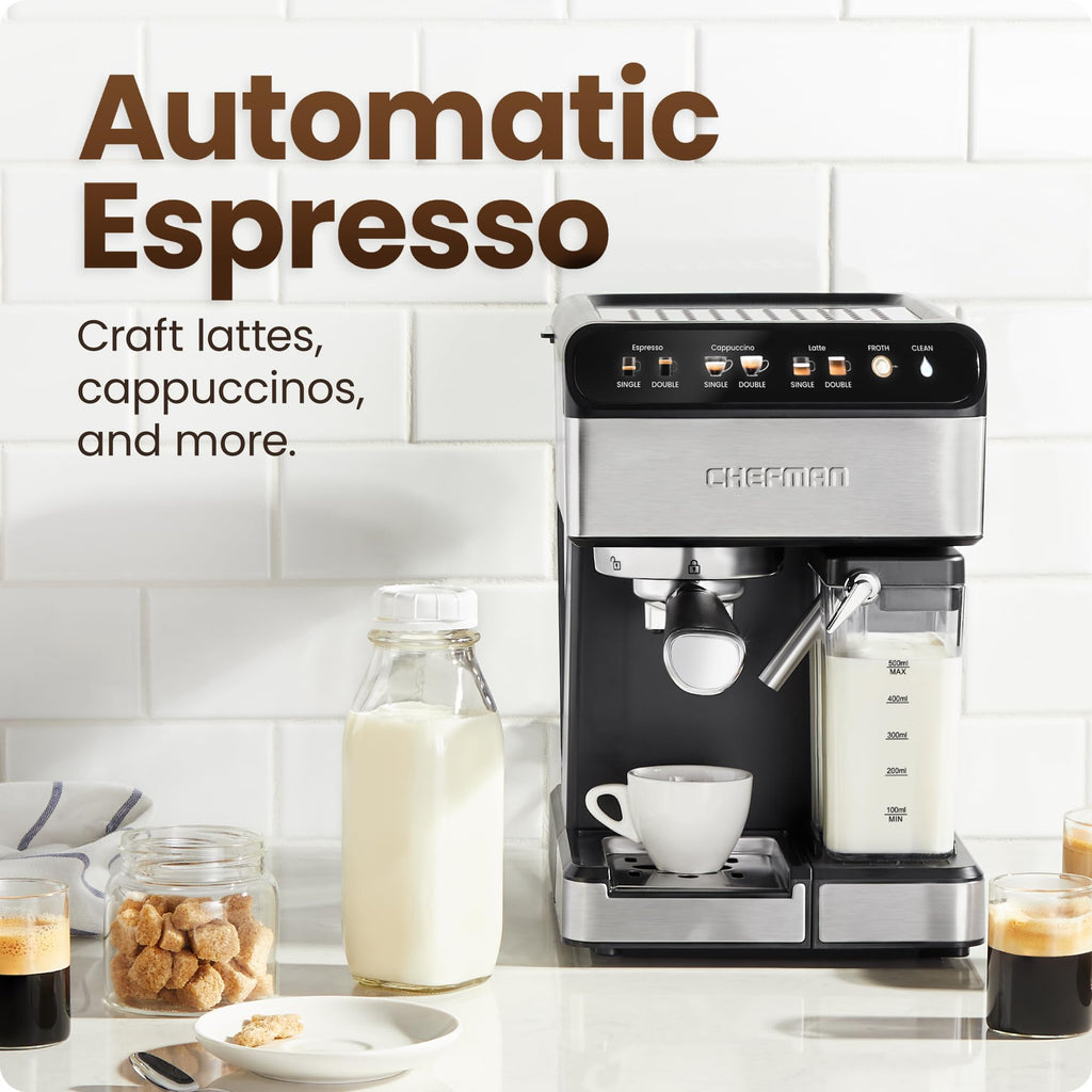 Espresso Machine with Built-In Milk Frother, 1.8 Liter Stainless Steel S4090