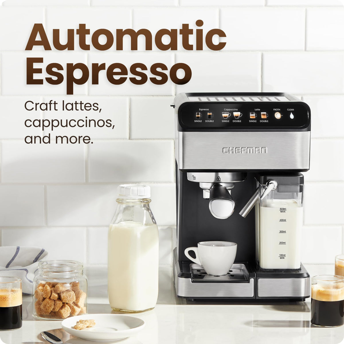 Espresso Machine with Built-In Milk Frother, 1.8 Liter Stainless Steel S4090