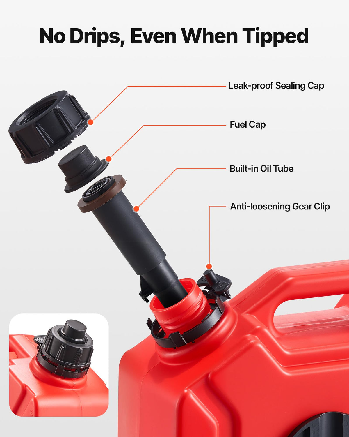 1.3 Gallon Gas Can with Spout and Lockable Bracket E9793