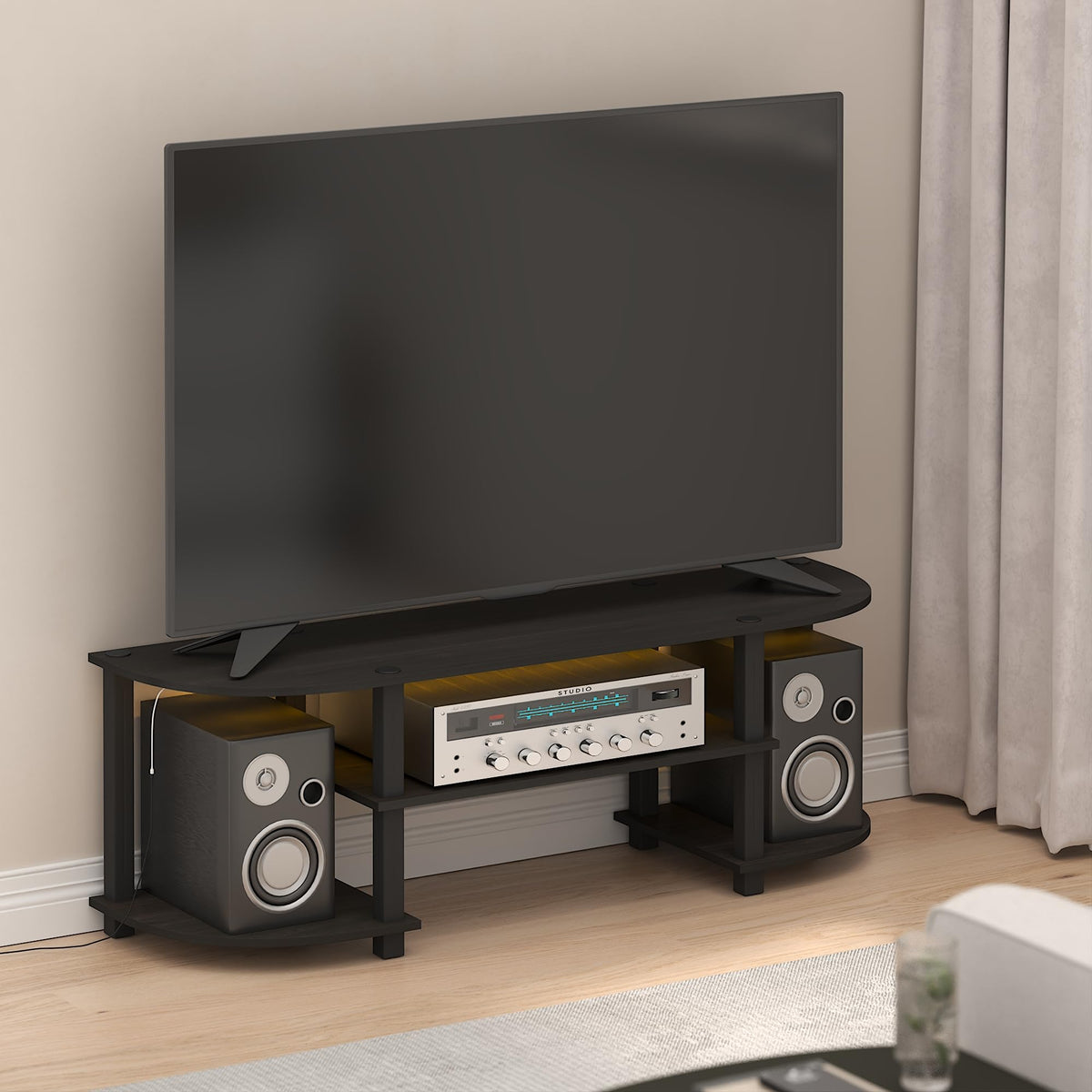 Black 3-Tier TV Stand for 55 Inch TV H551