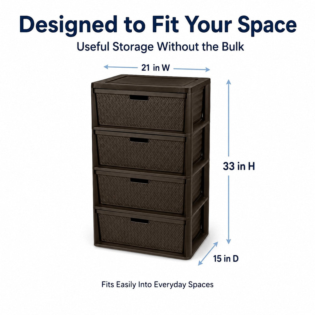 4 Drawer Brown Plastic Storage Tower A973