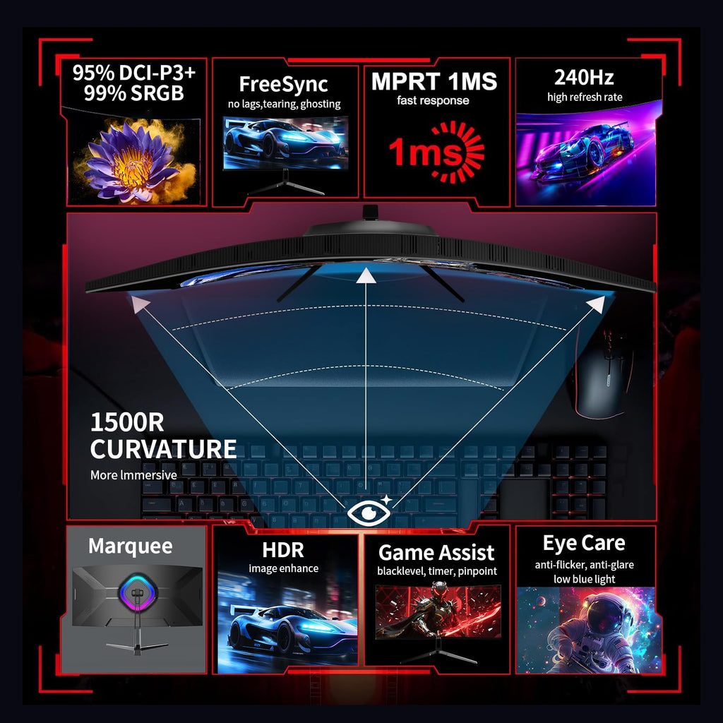 34 Inch Curved Ultrawide Gaming Monitor 240Hz WQHD S358077