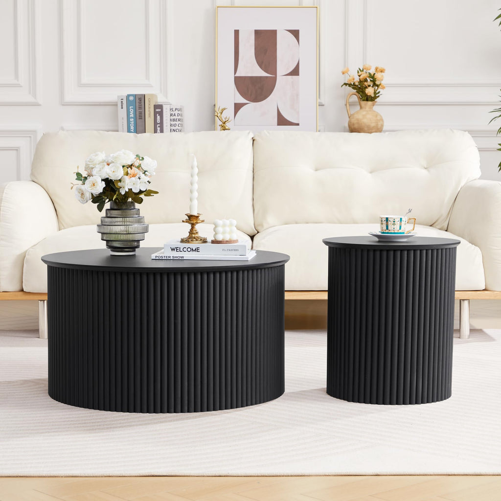 Fluted Round Nesting Coffee Table Set of 2 S974351