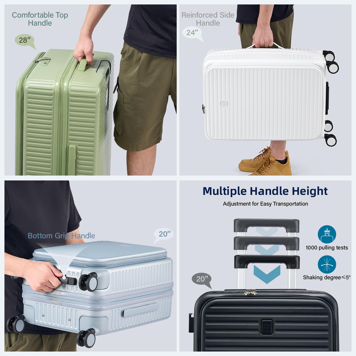 20 Inch White Hard Shell Carry on Luggage with Wheels D2791