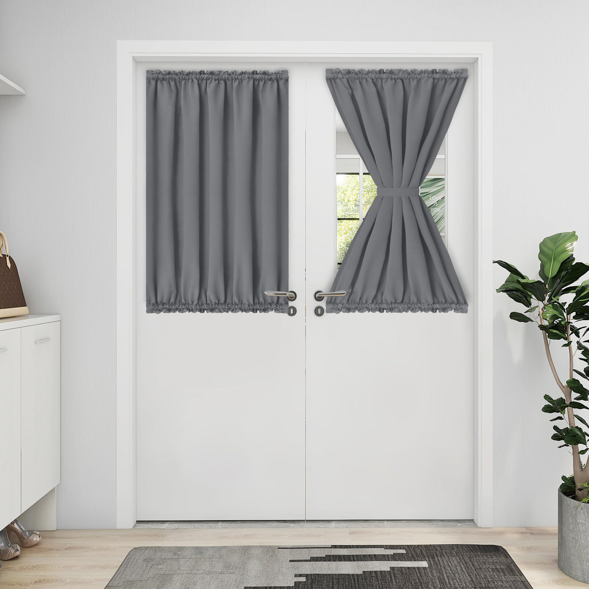Blackout Door Curtains 1 Panel Gray V193