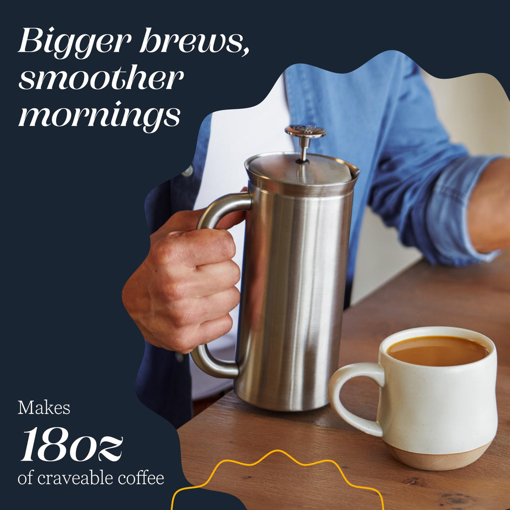 18oz Brushed Stainless Steel French Press E821462