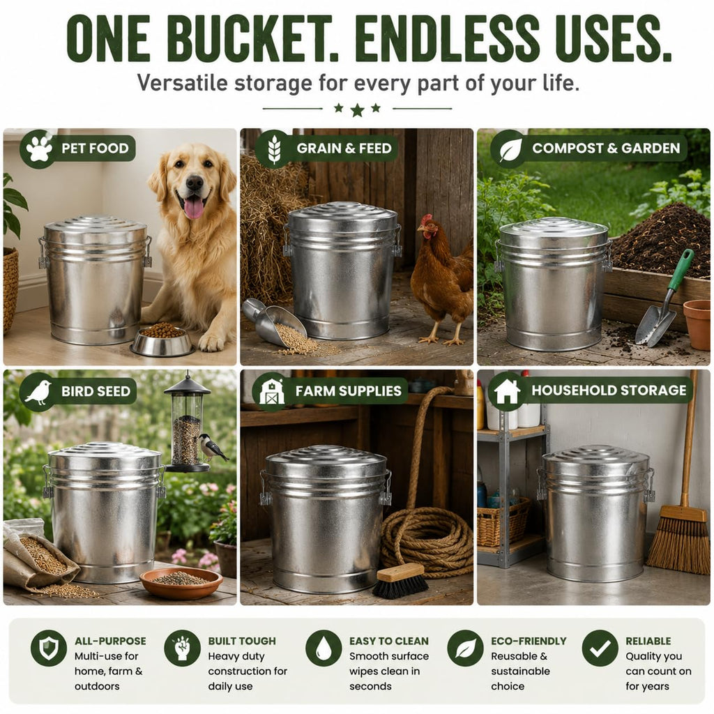 6 Gallon Metal Trash Can with Lid O50865