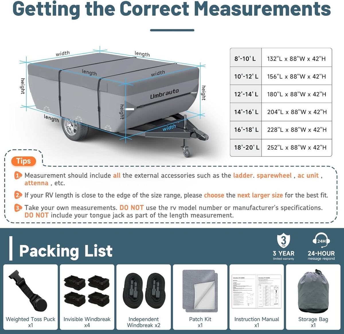 Pop Up Folding Camper Cover 7 Layers 3000mm Waterproof Polypropylene P5964