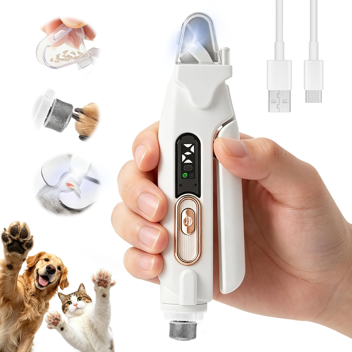 2-in-1 Quiet Electric Pet Nail Clipper & Grinder with Light P52240