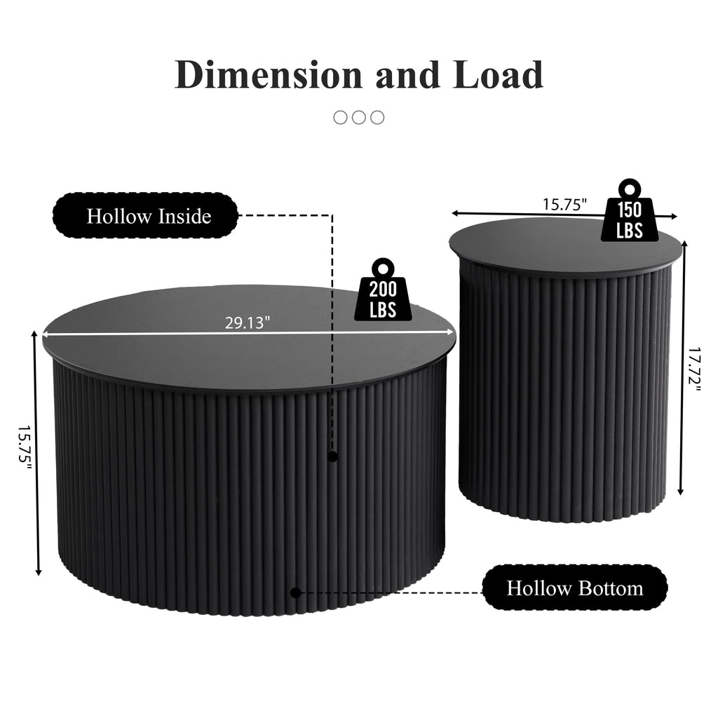 Fluted Round Nesting Coffee Table Set of 2 S974351