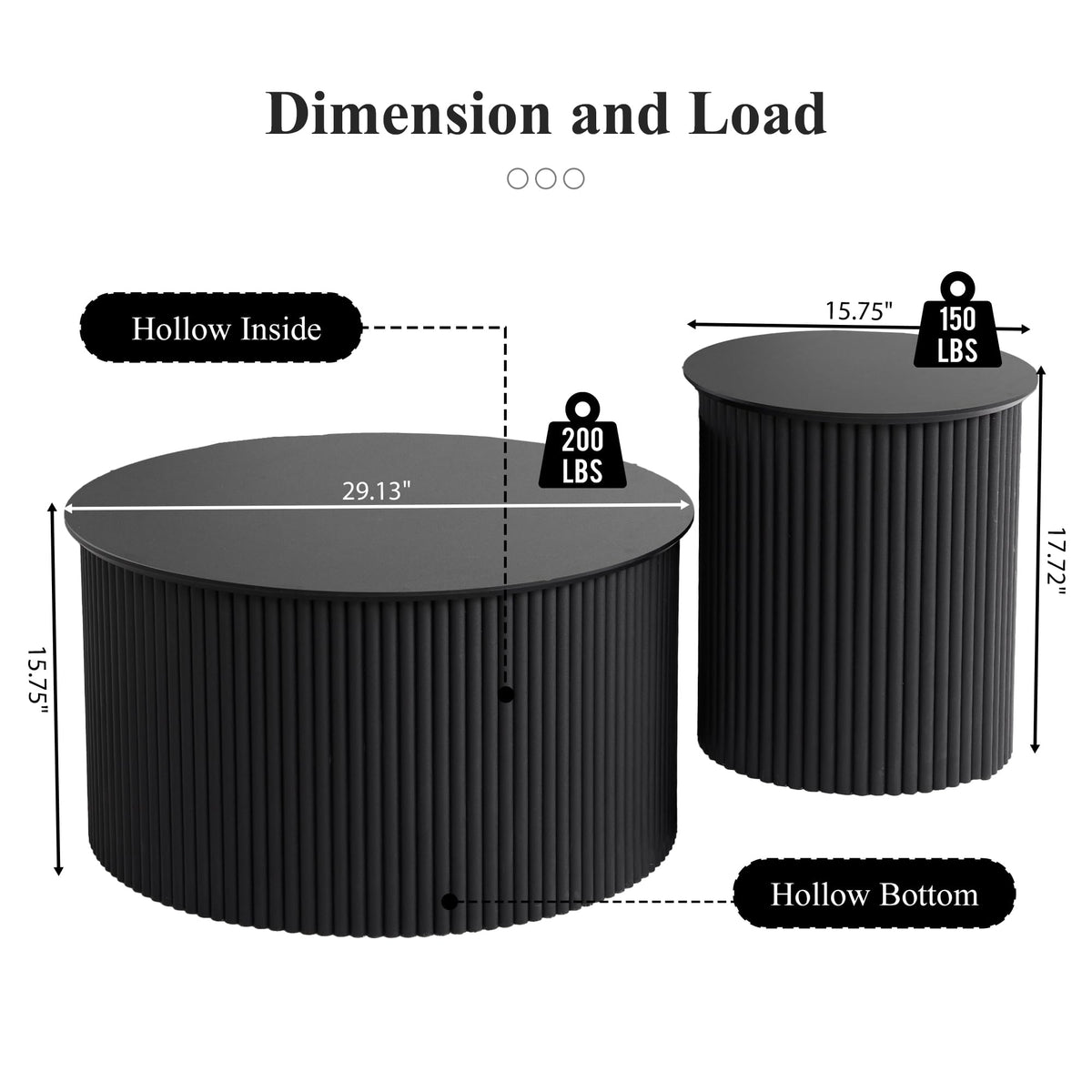 Fluted Round Nesting Coffee Table Set of 2 S974351