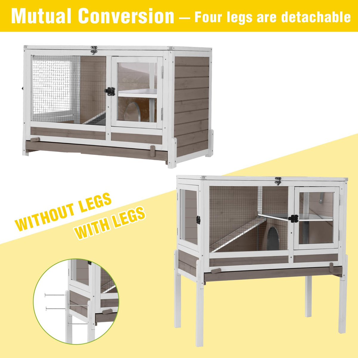 2-Story Indoor Rabbit Hutch Guinea Pig Cage with Stand J450322