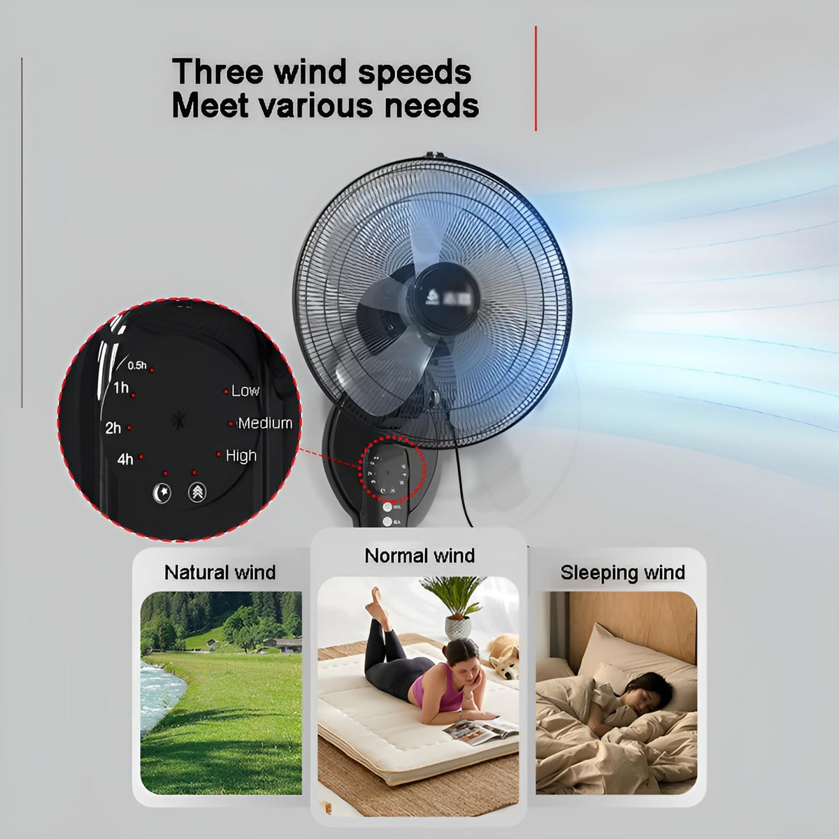 20 Inch Metal Oscillating Wall Mounted Fan with Remote M41744