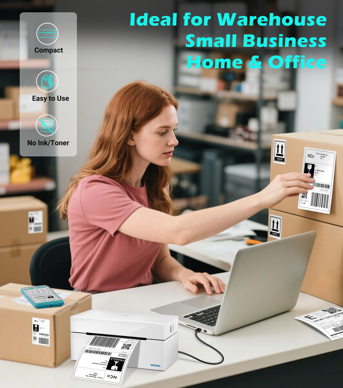 Thermal Shipping Label Printer, 4x6 Bluetooth Label Maker P965