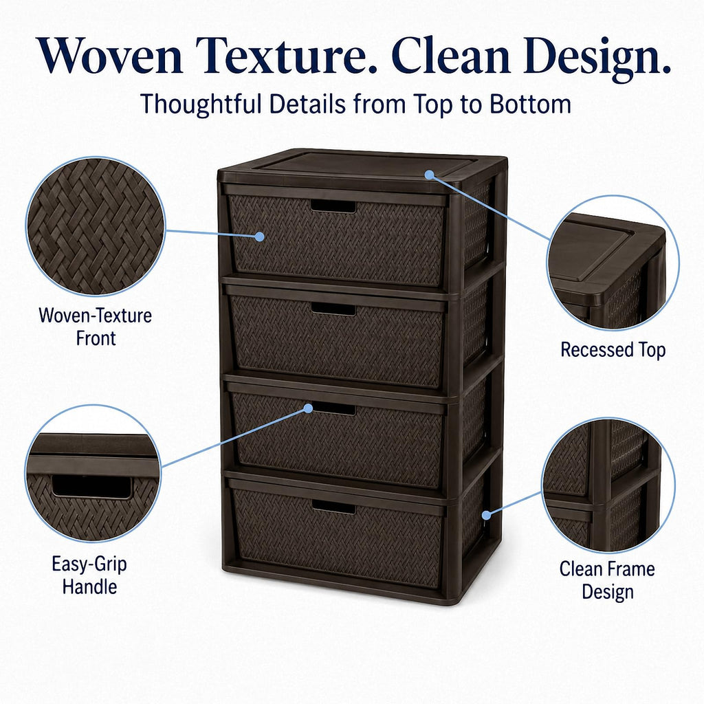 4 Drawer Brown Plastic Storage Tower A973