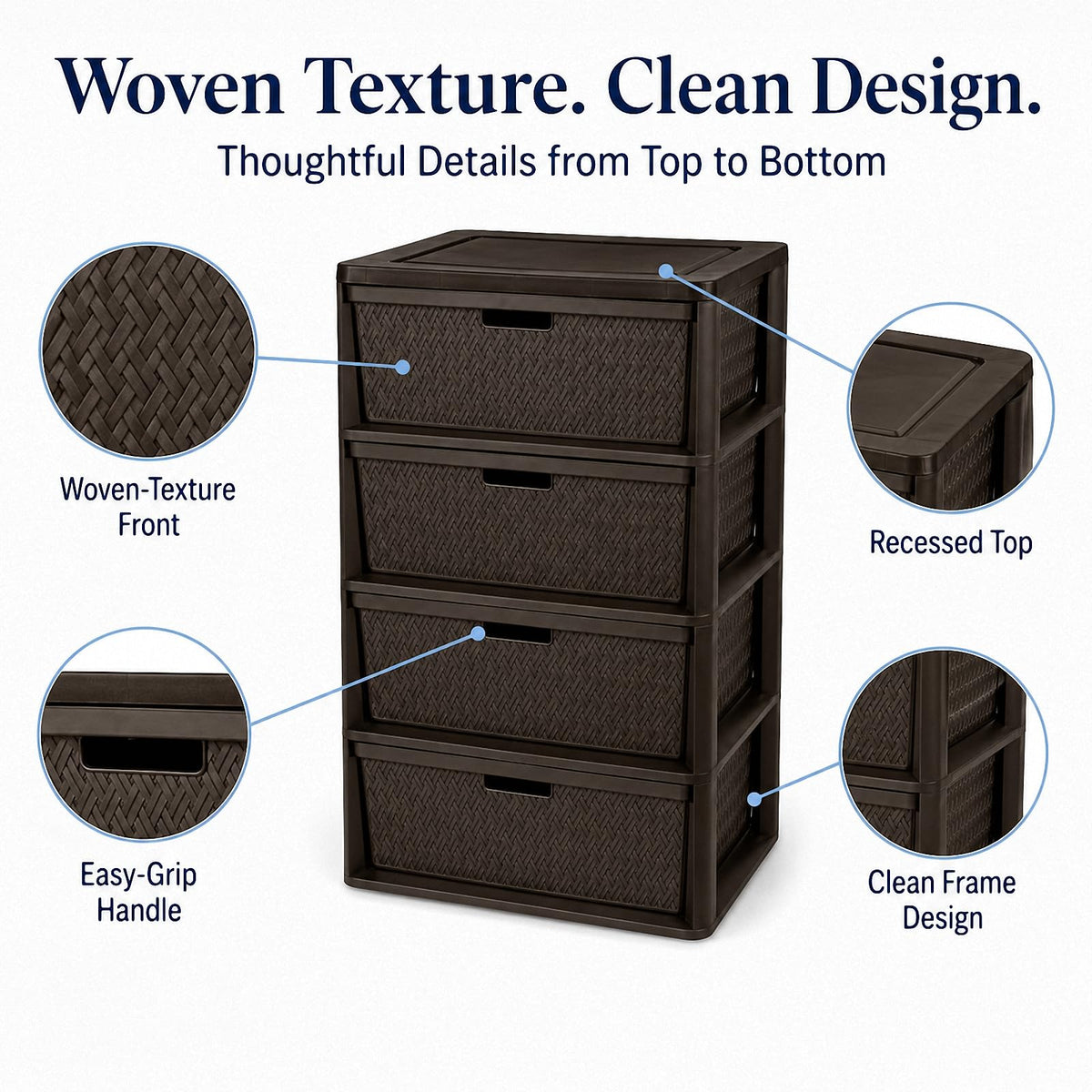 4 Drawer Brown Plastic Storage Tower A973