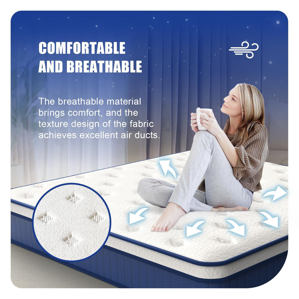 12 Inch Queen Hybrid Mattress, Medium Firm, Memory Foam and Pocket Springs N984