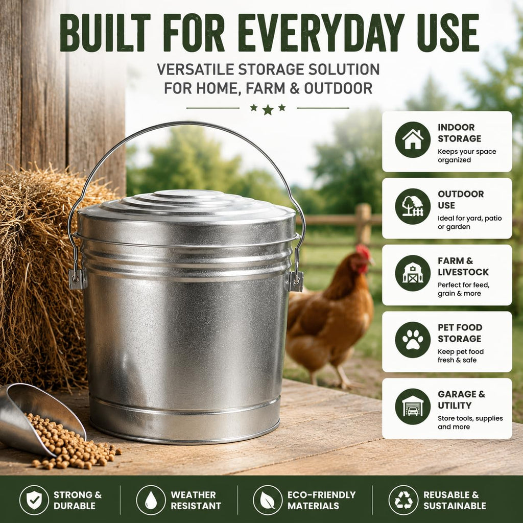 6 Gallon Metal Trash Can with Lid O50865