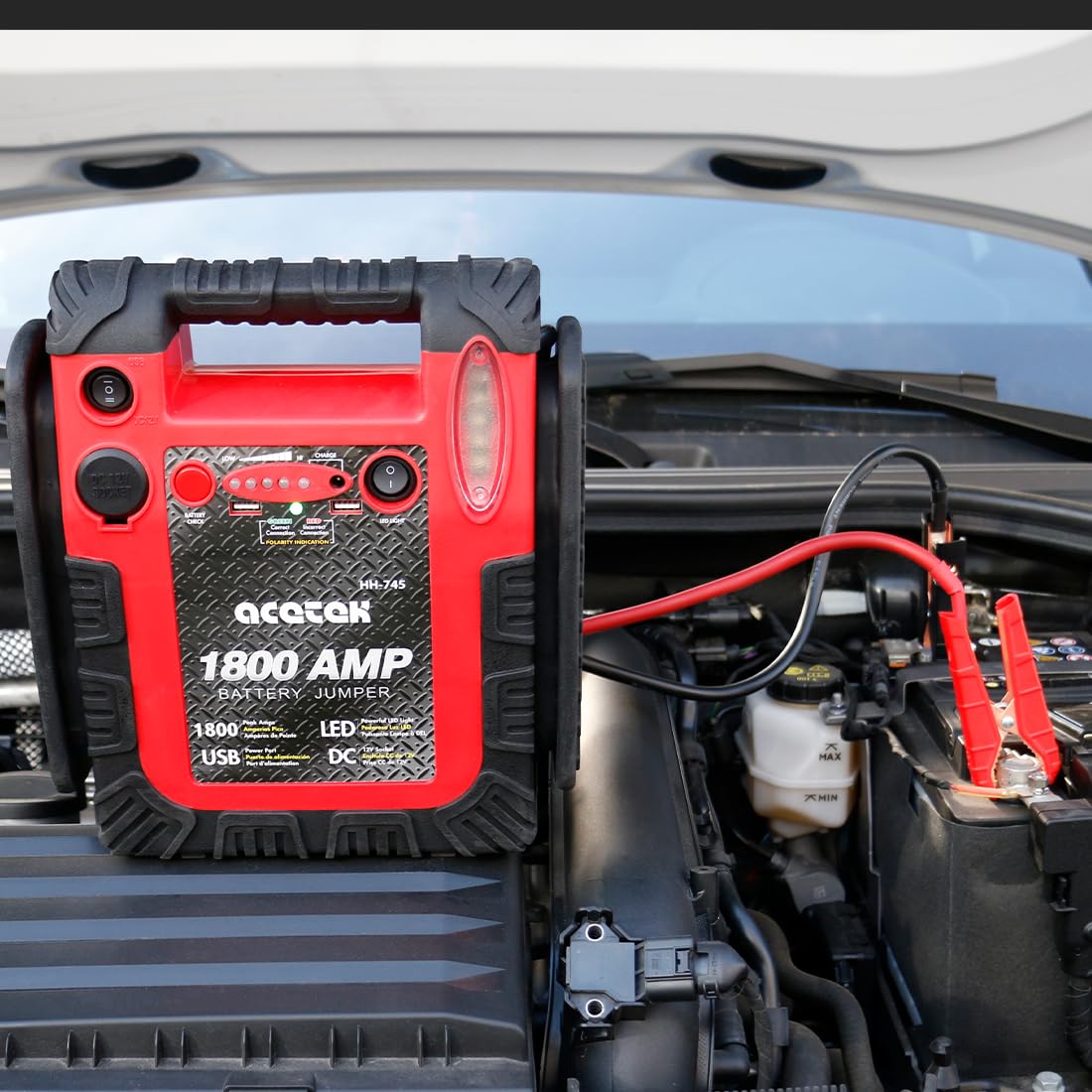 1800A Peak Car Jump Starter, 20000mAh Battery Booster, 12V Portable Power Bank with LED Light F7302