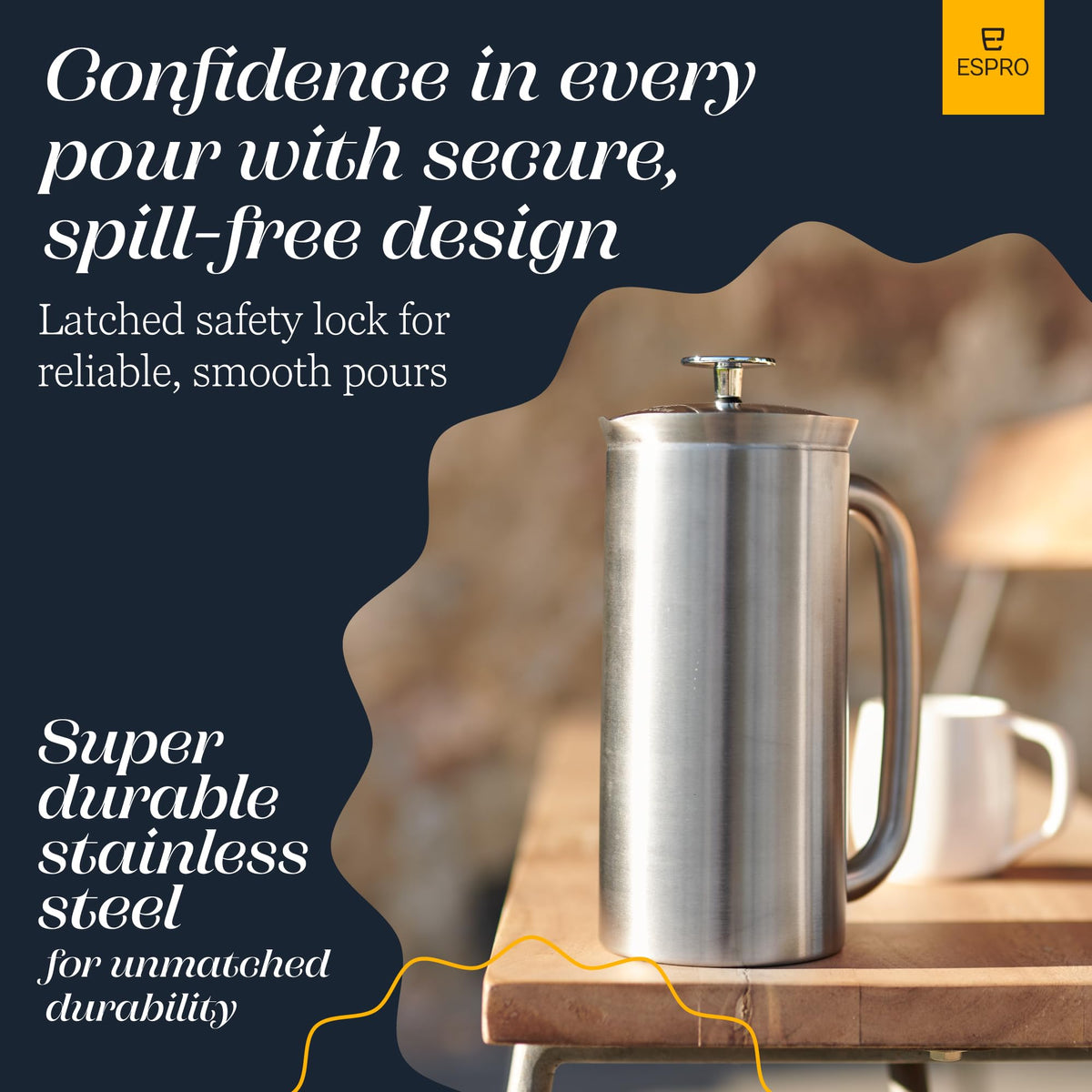 18oz Brushed Stainless Steel French Press E821462