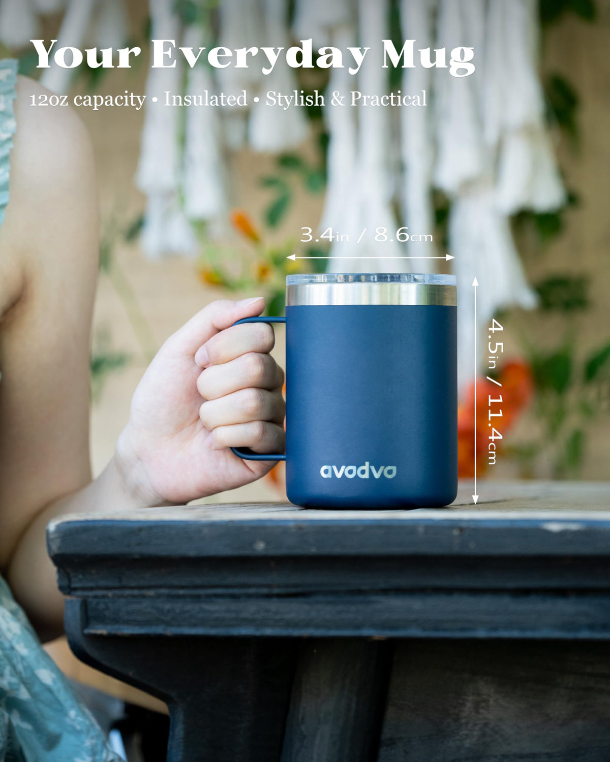12oz Insulated Stainless Steel Coffee Mug with Lid Set of 2 M51902