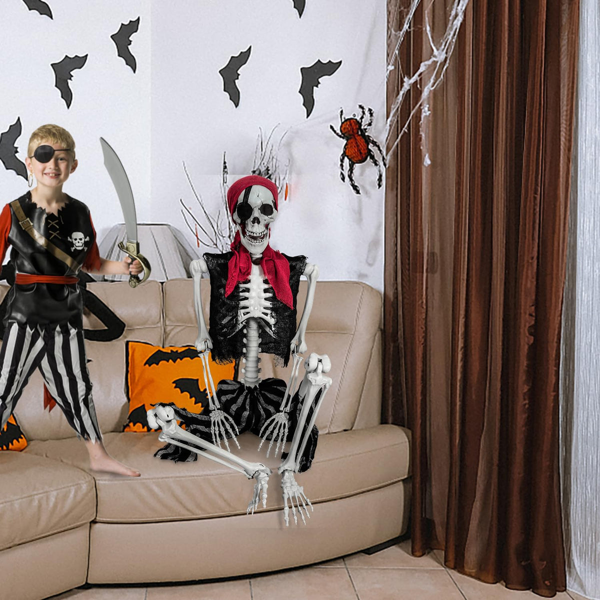 5.4ft Life Size Pirate Skeleton with Movable Joints I90780