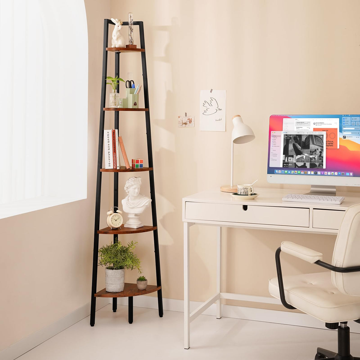 5-Tier Corner Shelf Stand with Metal Frame L648