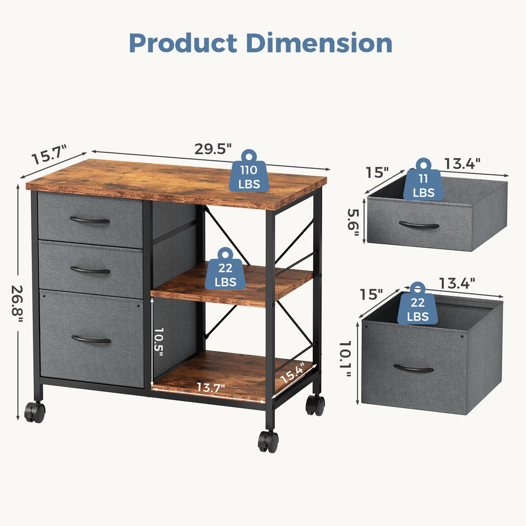 3 Drawer Mobile File Cabinet C649123