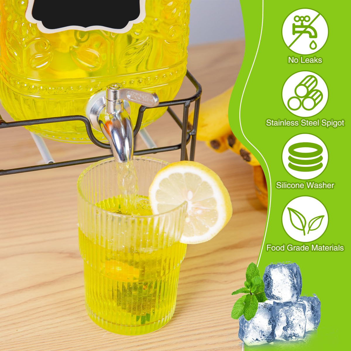 2-Pack 1 Gallon Glass Drink Dispensers with Spigot G14581