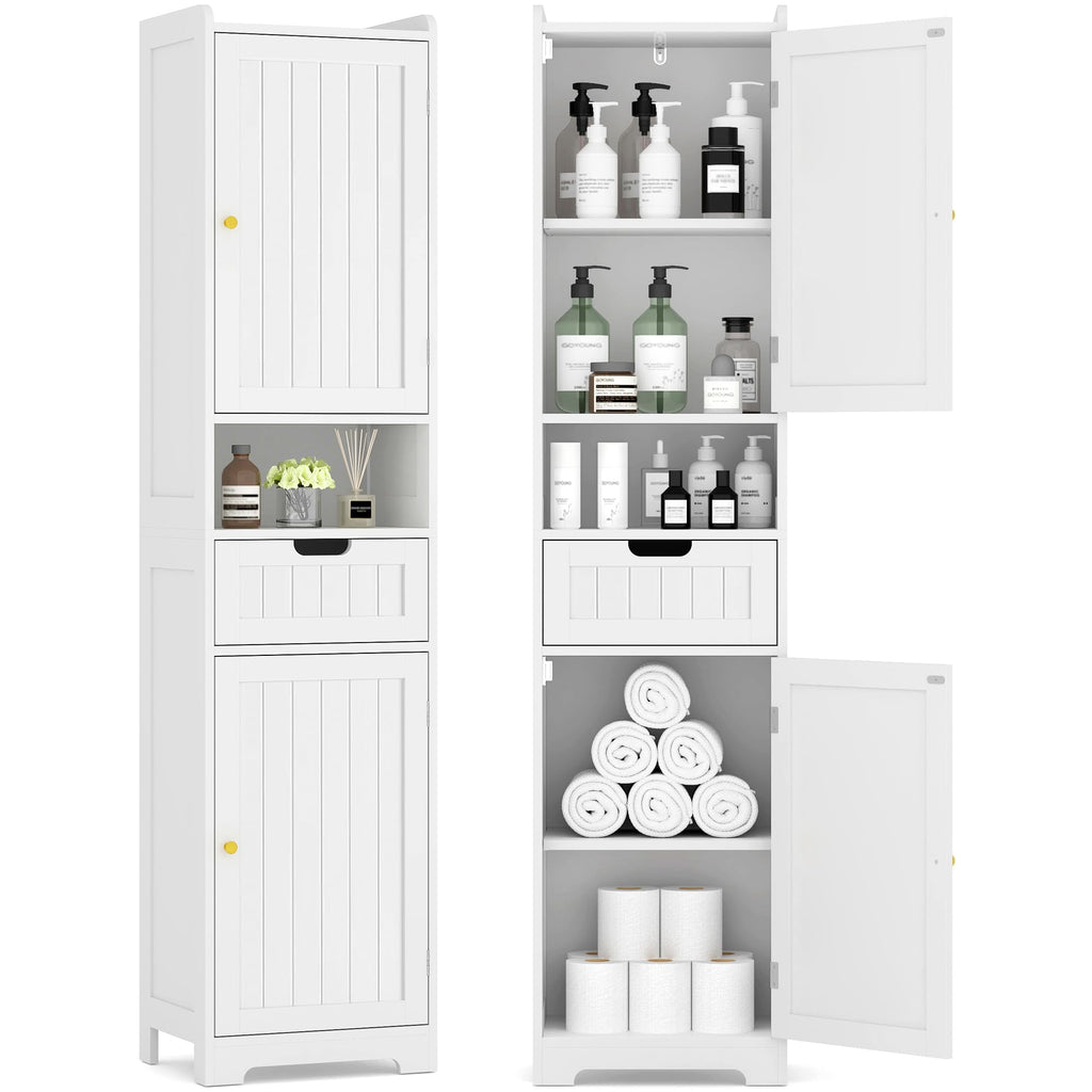 67" H Tall White Bathroom Storage Cabinet B447