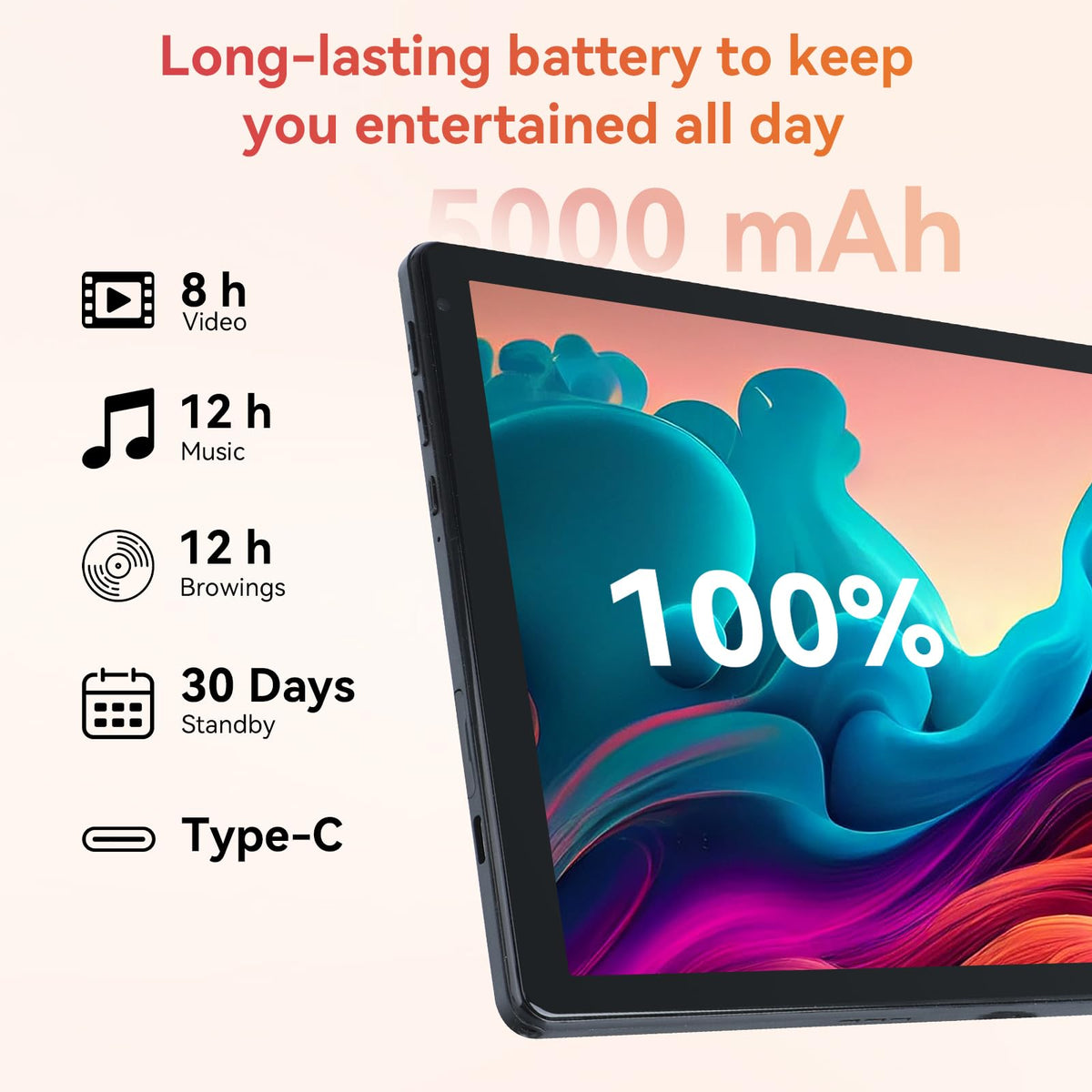 10.1" Android Tablet with Octa-core Processor 24GB RAM 128GB ROM HD IPS Touchscreen G6921