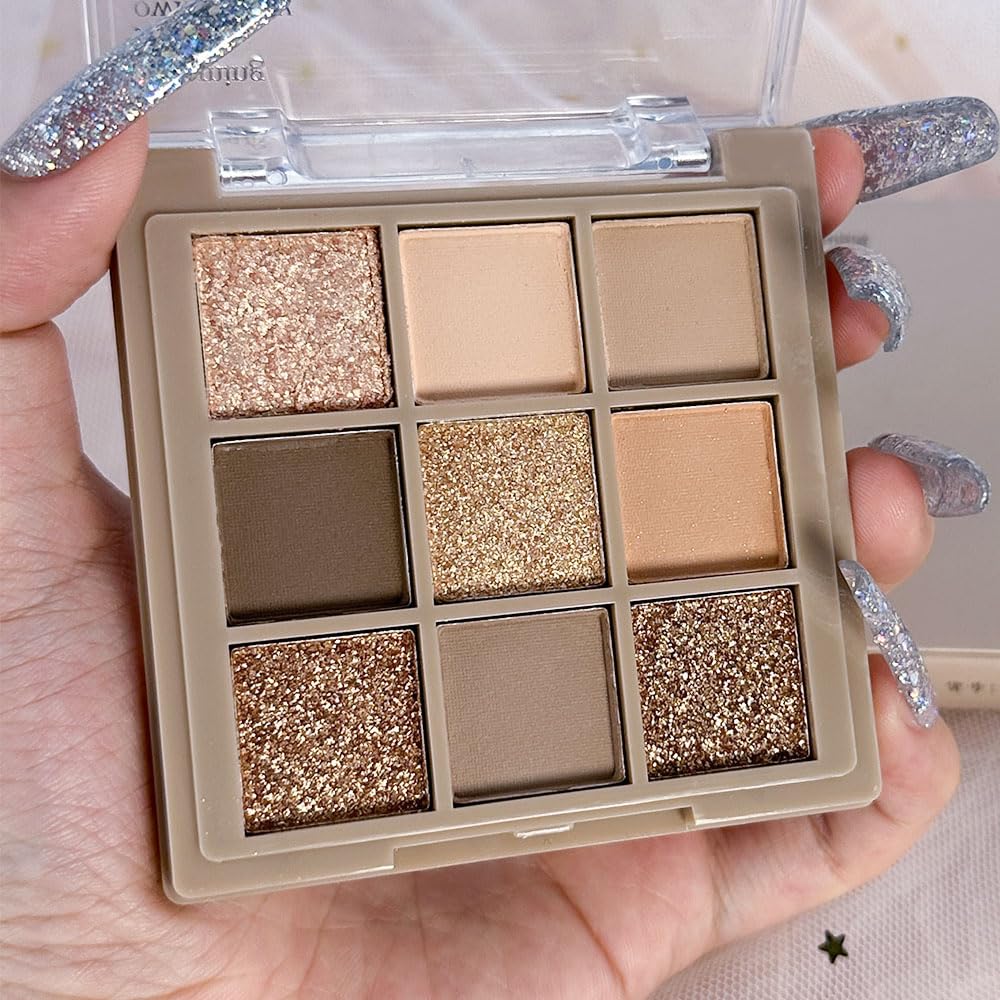 9 Colors Gold Matte Shimmer Vegan Eyeshadow Palette B58854