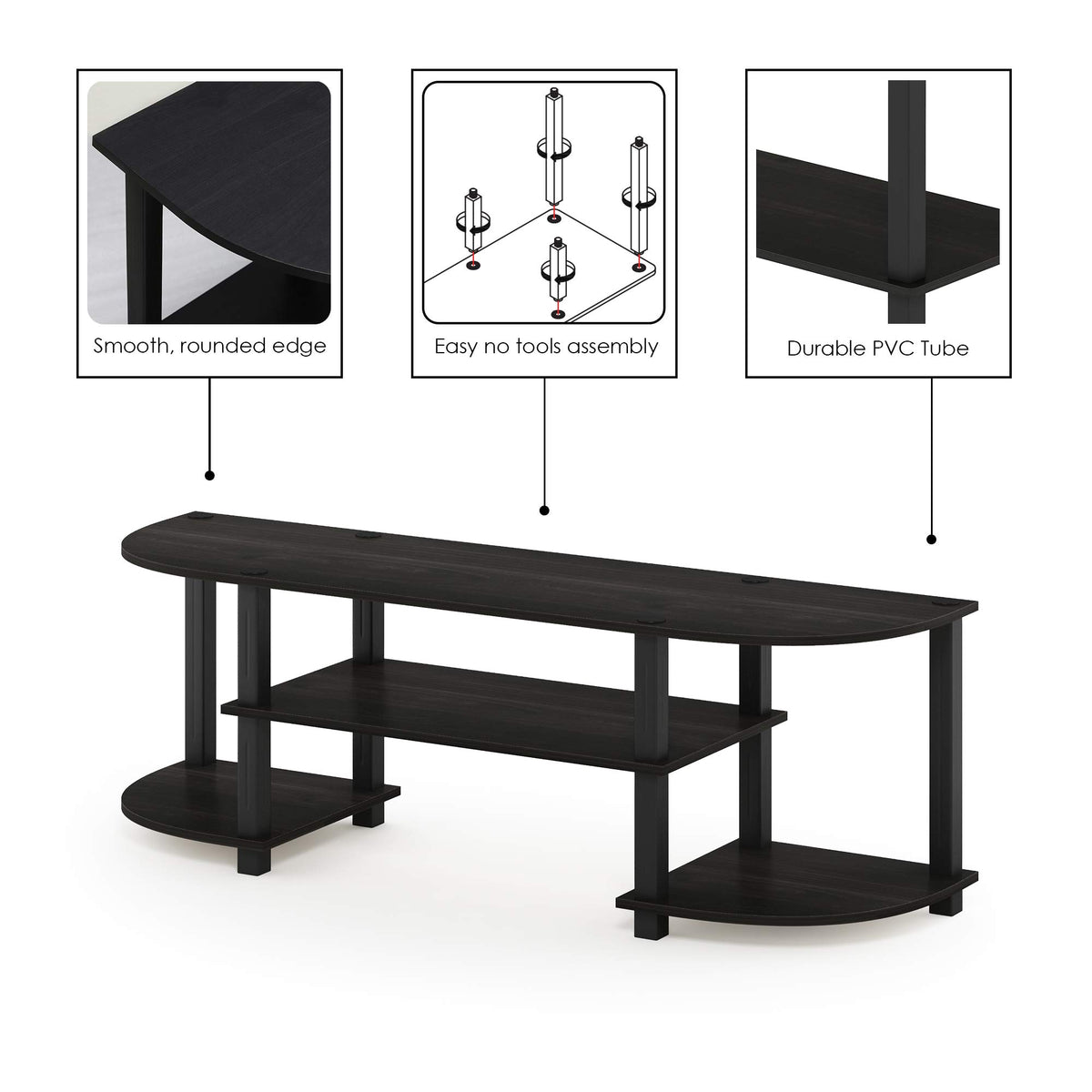 Black 3-Tier TV Stand for 55 Inch TV H551