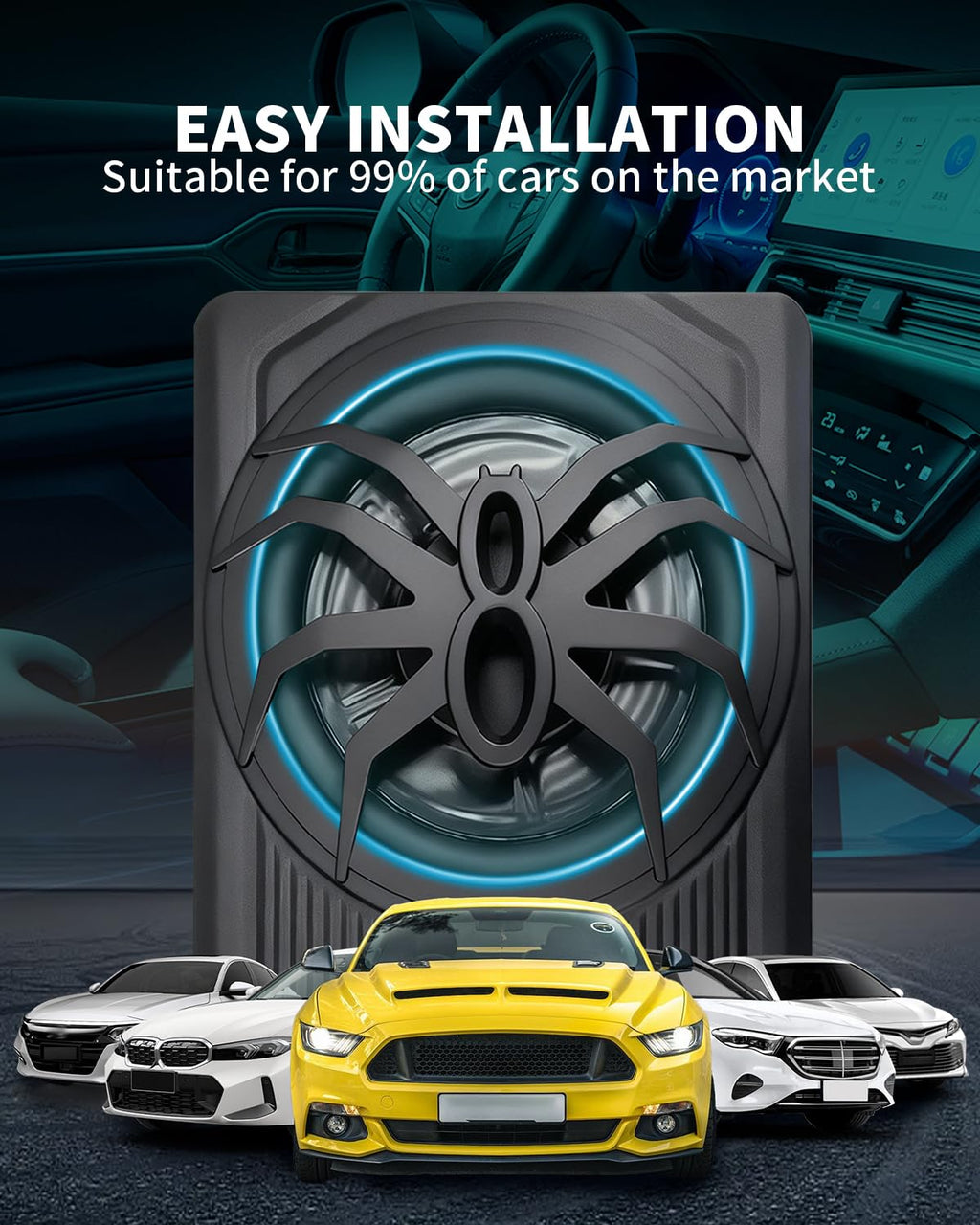10" 1600W Slim Under Seat Powered Car Subwoofer H672