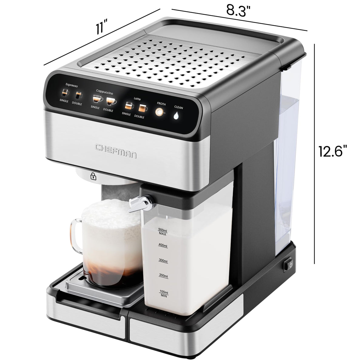 Espresso Machine with Built-In Milk Frother, 1.8 Liter Stainless Steel S4090