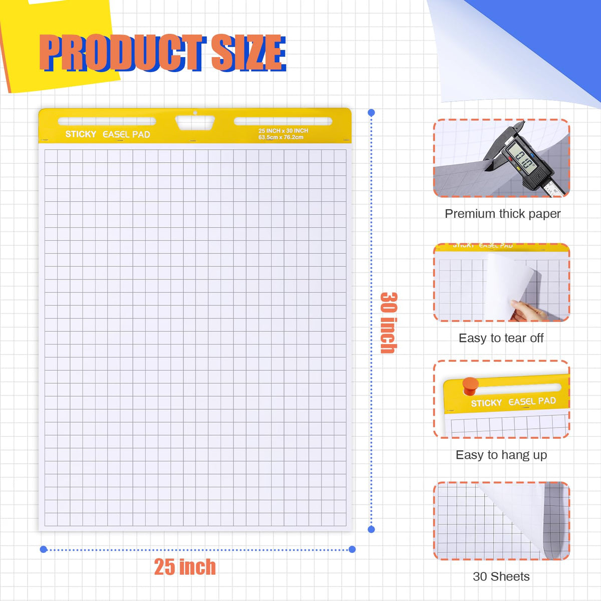 Chart Paper Grid Sticky Easel Pad B797440